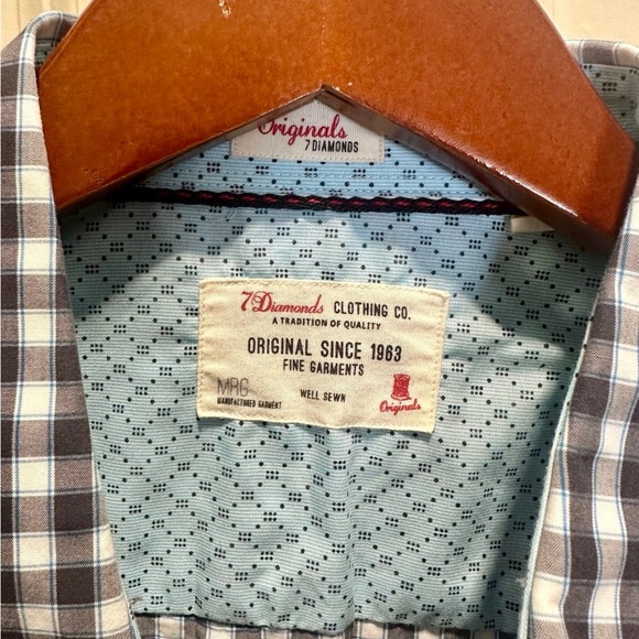 Men’s 7 Diamonds Western Style Button Down Shirt Size Large Black Baby Blue - Picture 6 of 7